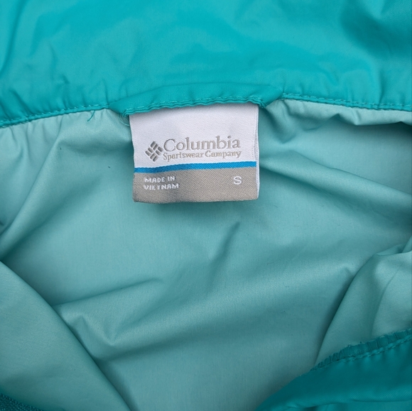 Columbia Rain Jacket Packable Windbreaker, S, Switchback III, Miami teal, hoodie - Picture 9 of 16